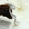Anhänger mit Süßwasser Zuchtperle 6mm & Zirkonia weiß 925 Silber