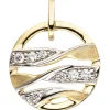 Anhänger mit Zirkonia 333 Gold Gelbgold bicolor matt rund Halsschmuck für Damen