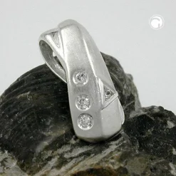 Anhänger mit 3+1 Zirkonia, 925 Silber, matt-glänzend, 20x9mm, Damen