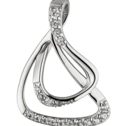 Anhänger mit 20 Zirkonia weiß 925 Silber rhodiniert 25,7x18,8mm Halsschmuck