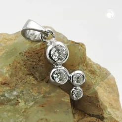 Anhänger mit 4 Zirkonia weiß 12x6mm aus 925 Silber rhodiniert glänzend
