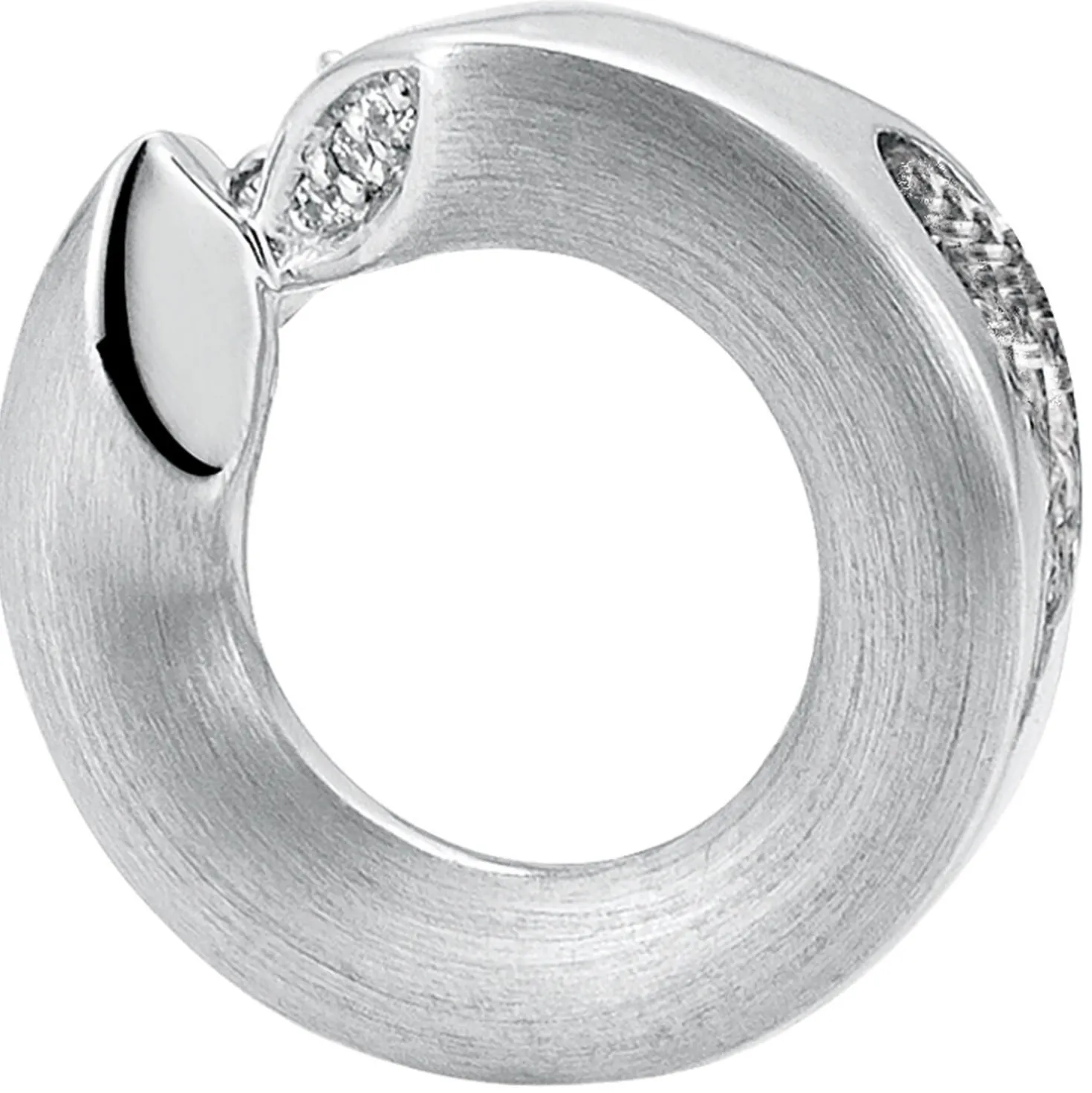 Anhänger Ø 16,6mm aus 585 Gold Weißgold mattiert 3 Diamanten 0,019 Ct. W-SI