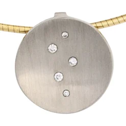 Anhänger 15,3mm aus 950 Platin rund mit 5 Diamanten 0.05Ct Brillanten