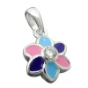 Anhänger 9mm Blume 925 Sterling Silber multicolor blau-lila-pink Kinder