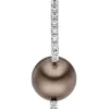 Anhänger 24,9mm braune synthetische Perle & Zirkonia 925 Silber Perlenanhänger