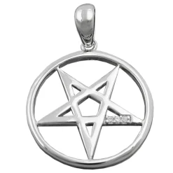 Anhänger 20mm Fünf-Stern im Kreis mit Zirkonia weiß 925 Silber Damen