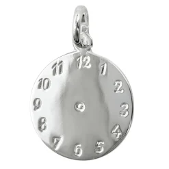 Anhänger 14mm Geburtsanhänger zum Eingravieren Uhr ohne Zeiger 925 Silber Kinder