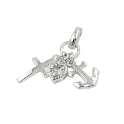 Anhänger 23mm Glaube-Liebe-Hoffnung Kreuz-Herz-Anker massiv 925 Silber