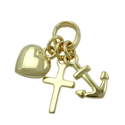 Anhänger 15mm Goldanhänger Glaube Liebe Hoffnung aus 375 Gold Gelbgold Unisex
