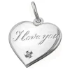 Anhänger 16mm Herz mit Zirkonia I Love You - Gravurplatte 925 Echt Silber