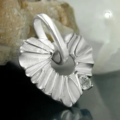 Anhänger 17mm Kettenanhänger Herz mit weißem Zirkonia 925 Silber Damen