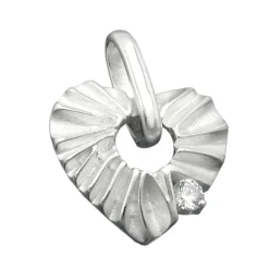 Anhänger 17mm Kettenanhänger Herz mit weißem Zirkonia 925 Silber Damen