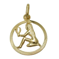 Anhänger 15mm Kettenanhänger Sternzeichen Jungfrau aus 375 Gold Gelbgold Unisex