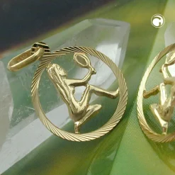 Anhänger 15mm Kettenanhänger Sternzeichen Jungfrau aus 375 Gold Gelbgold Unisex