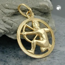 Anhänger 15mm Kettenanhänger Sternzeichen Schütze aus 375 Gold Gelbgold Unisex