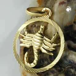 Anhänger 15mm Kettenanhänger Sternzeichen Skorpion aus 375 Gold Gelbgold Unisex