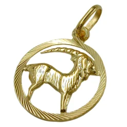 Anhänger 15mm Kettenanhänger Sternzeichen Steinbock aus 375 Gold Gelbgold Unisex
