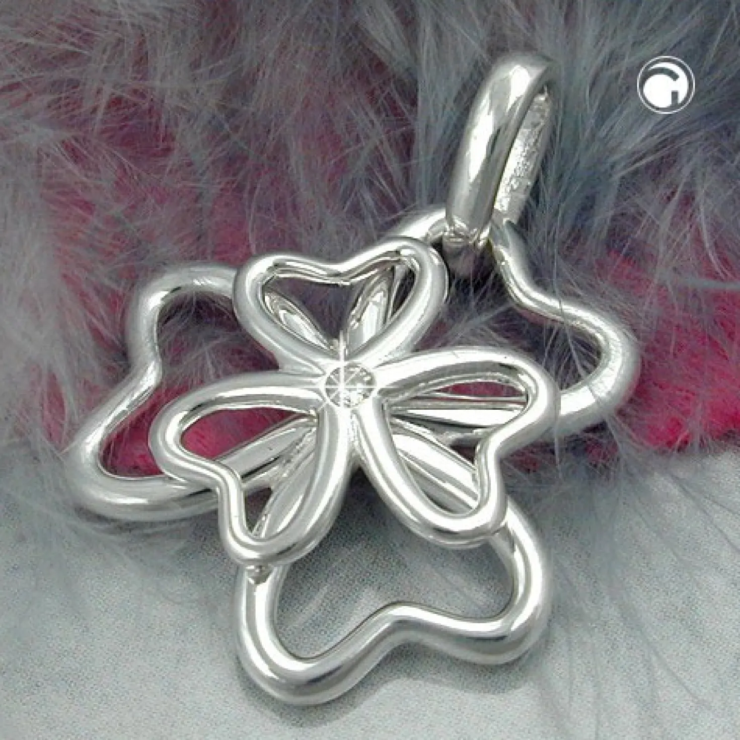 Anhänger 18mm Kleeblatt mit Zirkonia aus echtem 925 Silber Glückszeichen