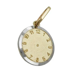 Anhänger 12,4mm Medaille Geburtsanhänger Uhr 9Kt 375 Gold NEU Halsschmuck Unisex