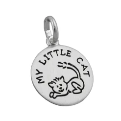 Anhänger 12mm Medaille Katze My Little Cat schwarz 925 Silber Kinder