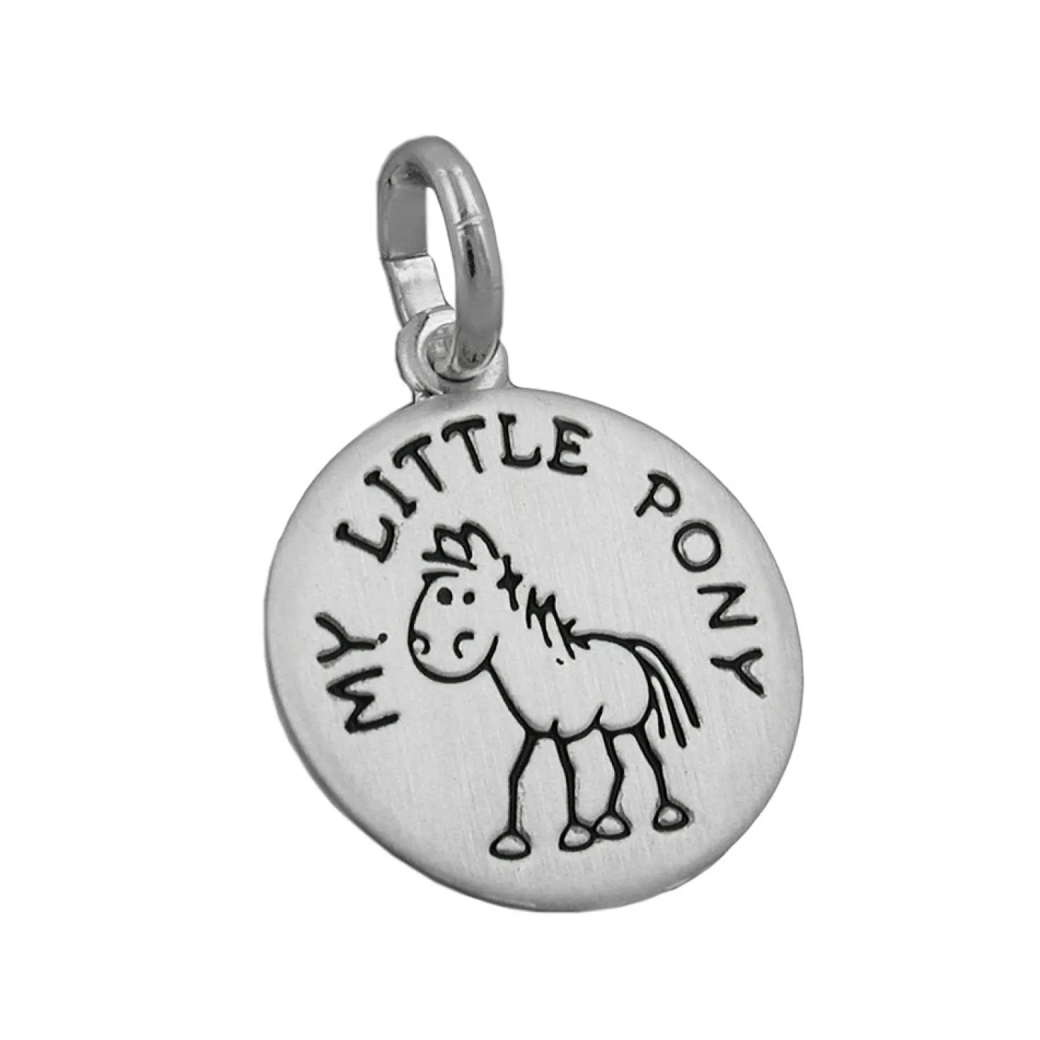 Anhänger 12mm Medaille My Little Pony schwarz 925 Silber Kinder Silberanhänger