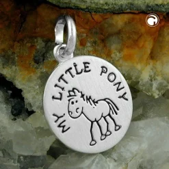 Anhänger 12mm Medaille My Little Pony schwarz 925 Silber Kinder Silberanhänger