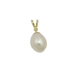 Anhänger 18mm mit Perle Süßwasser-Zuchtperle oval 375 Gold Gelbgold Goldanhänger