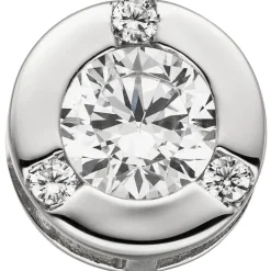 Anhänger 10mm mit 4 Zirkonia weiß 925 Silber rhodiniert Halsschmuck Damen