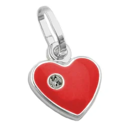 Anhänger 9mm rotes Herz Glas Kristall echtes 925 Sterlingsilber Kinder
