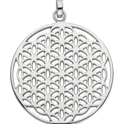 Anhänger 30,5mm runder Halsschmuck mit Ornament-Muster aus 925 Silber rhodiniert