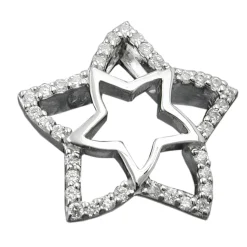 Anhänger 17mm Stern im Stern mit Zirkonia besetzt 925 Silber rhodiniert Damen