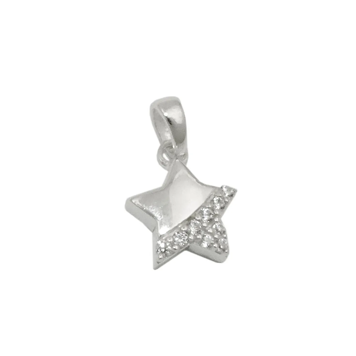 Anhänger 9mm Stern Sternchen mit 5 Spitzen weiße Zirkonia 925 Silber Halsschmuck