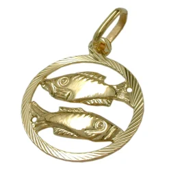 Anhänger 15mm Sternzeichen Fische aus 375 Gold Gelbgold Goldanhänger