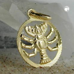 Anhänger 15mm Sternzeichen Krebs aus 375 Gold Gelbgold Goldanhänger