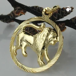 Anhänger 15mm Sternzeichen Löwe aus 375 Gold Gelbgold Goldanhänger