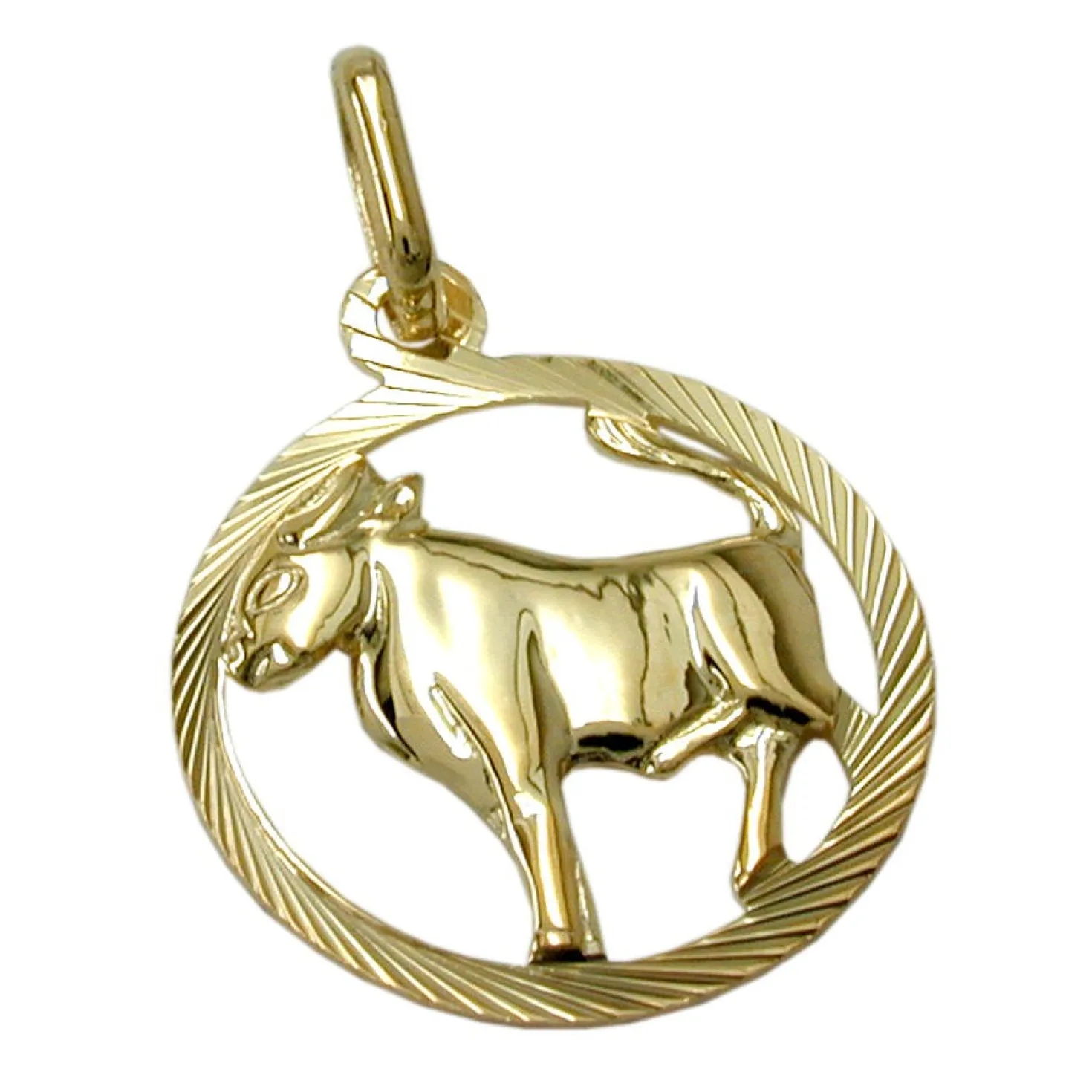 Anhänger 15mm Sternzeichen Stier aus 375 Gold Gelbgold Goldanhänger