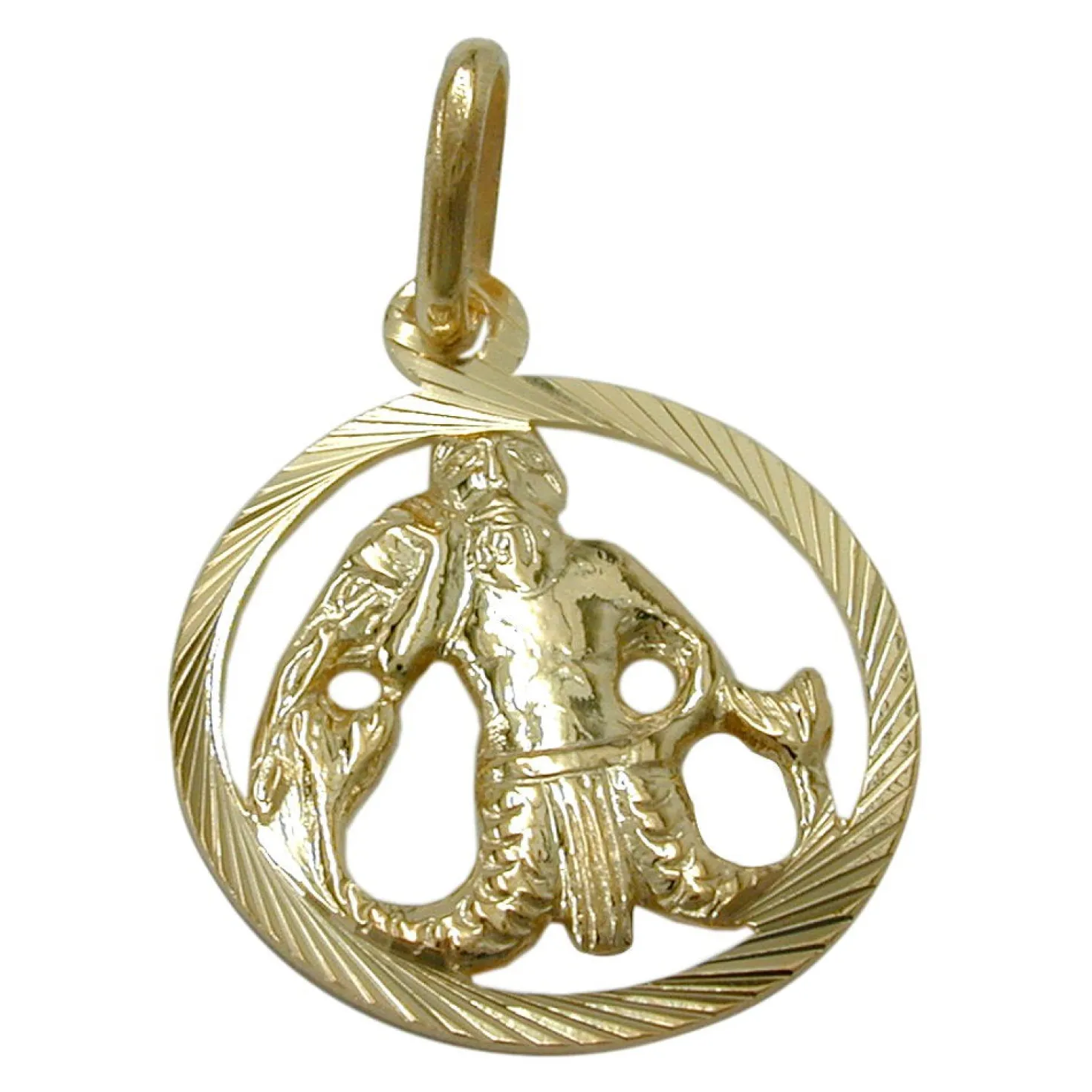 Anhänger 15mm Sternzeichen Wassermann aus 375 Gold Gelbgold Unisex