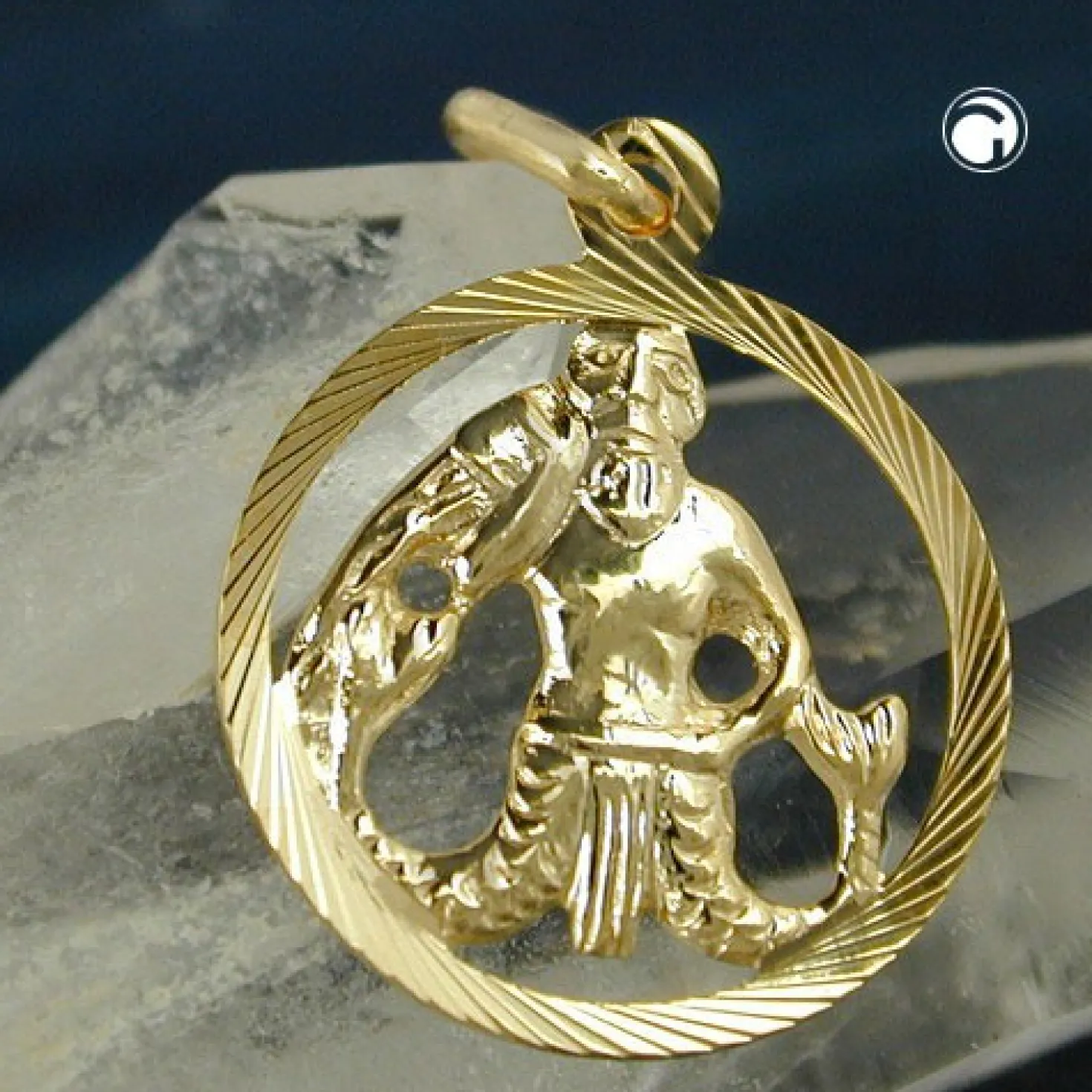 Anhänger 15mm Sternzeichen Wassermann aus 375 Gold Gelbgold Unisex