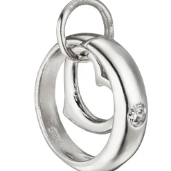 Anhänger 3,1mm Taufanhänger Taufring mit Herz Herzchen weiße Zirkonia 925 Silber