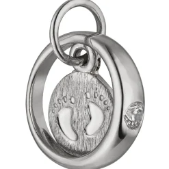 Anhänger 2,7mm Taufring Füße Babyfüße mit Zirkonia 925 Silber teilmattiert