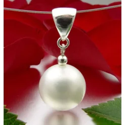 Anhänger, Muschelkernperle & 925er Silber, creme weiß, Ø 14mm