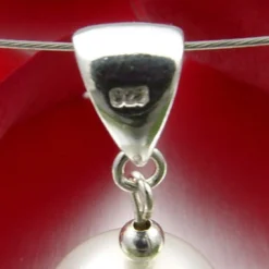 Anhänger, Muschelkernperle & 925er Silber, creme weiß, Ø 14mm