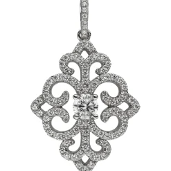 Anhänger Ornament mit 89 Zirkonia 925 Silber rhodiniert 28,9x21,7mm Halsschmuck