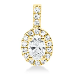 Anhänger Oval aus 750 Gold Gelbgold 18 Diamanten 0,35ct TW-SI 12,6x6,6mm mit Öse