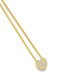 Anhänger Pavé Herz mit weißen Diamanten 0.70 ct 750 Gold Gelbgold