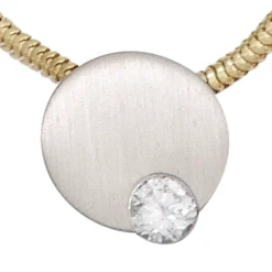 Anhänger 950 Platin mattiert mit Diamant Brillant 0,16 Ct Halsschmuck Damen
