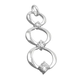 Anhänger 3 Ringe übereinander 32x13mm Zirkonia 925 Silber Halsschmuck