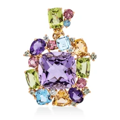 Anhänger 750 Rotgold 22 Farbsteine 18,31ct mehrfarbig 3 Brillanten 0,12ct TW-SI