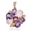 Anhänger 750 Rotgold 10 Quarze 6,3ct rosa 12 Brillanten 0,1ct TW-SI 25,5x19,4mm