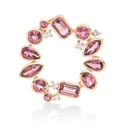 Anhänger 750 Rotgold 12 Turmaline 2,7ct pink 5 Brillanten 0,1ct TW-SI 22,4x22,4mm